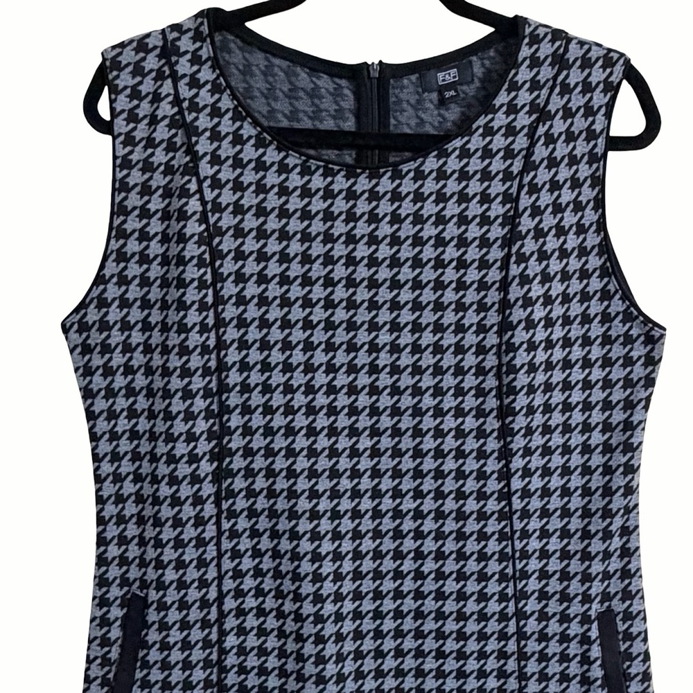 F&F Clothing Gray & Black Houndstooth Sleeveless Career Dress Size XXL - Picture 4 of 16